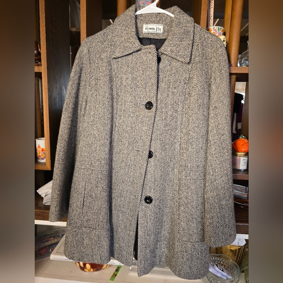 Herman Kay Petite Vintage Women's Gray Wool Coat - Picture 1 of 5